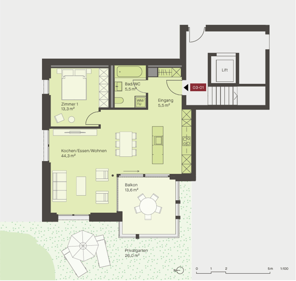 Helle 2.5-Zimmer-Neubauwohnung mit Gartenanteil 5