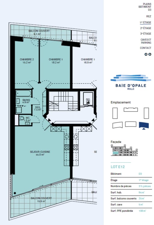Appartement neuf traversant de 3.5 pièces avec deux balcons - Vue lac Léman 4