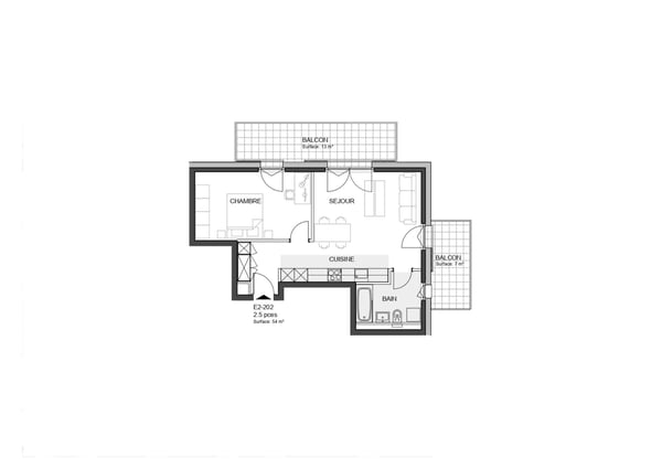2,5 pièces neuf en angle avec 2 balcons 6