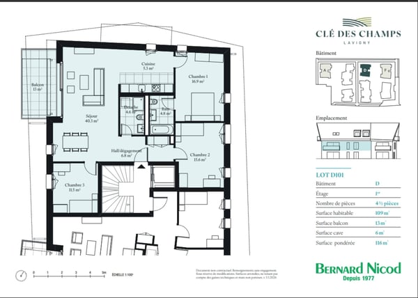 Appartements de 4.5 pièces avec balcon orienté sud 2