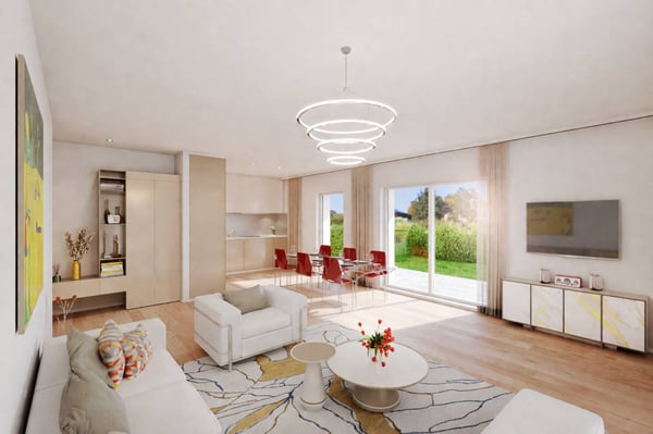 Appartement 3.5 pièces en rez de jardin. Achat sur plan. 3