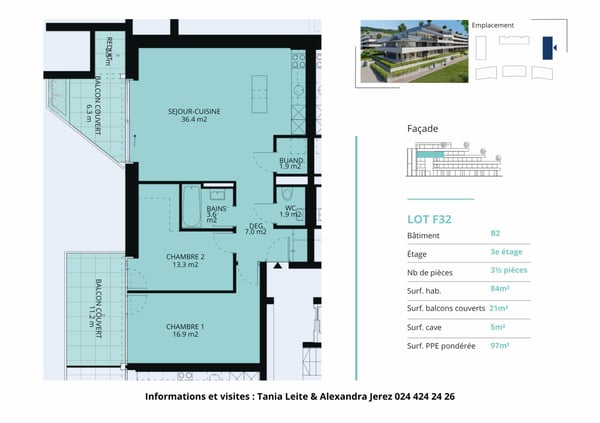 la Baie d'Opale appartement neuf de 1.5 pièces avec 2 balcons couverts 13