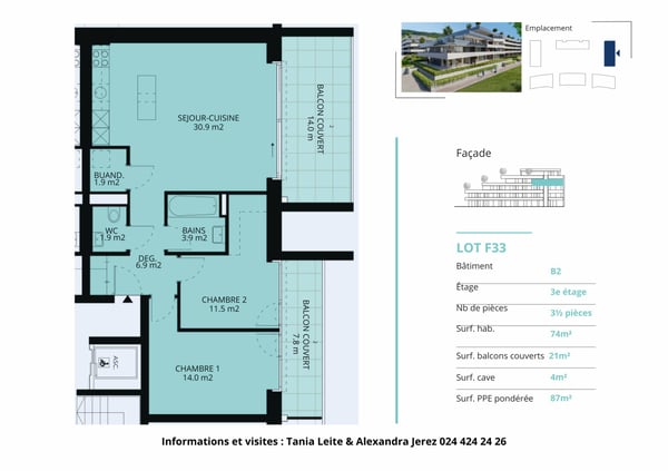 La Baie d'Opale appartement neuf de 1.5 pièces avec 2 balcons couverts 12