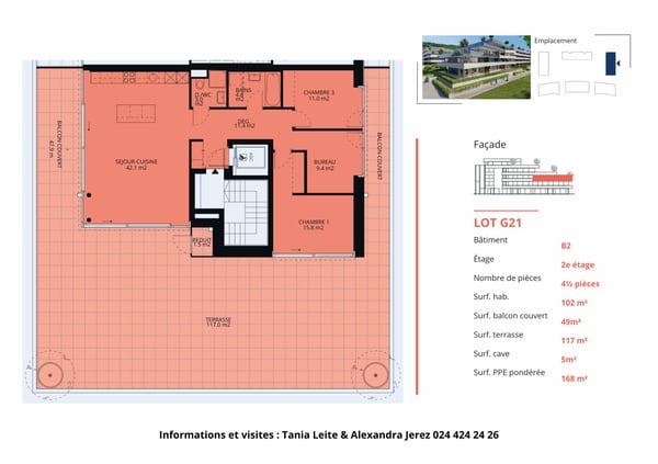 Luxueux 4.5 pièces d'angle avec terrasse 12