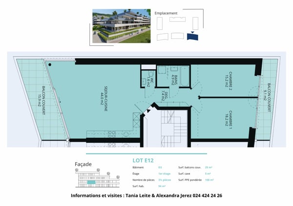 Spacieux 5.5 pièces traversant avec 2 balcons 12