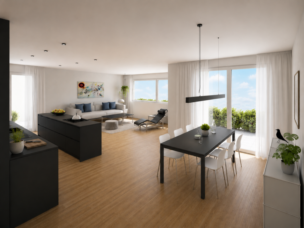 Grosszügige Terrassen-Wohnung mit Bergsicht und privatem Gartenanteil