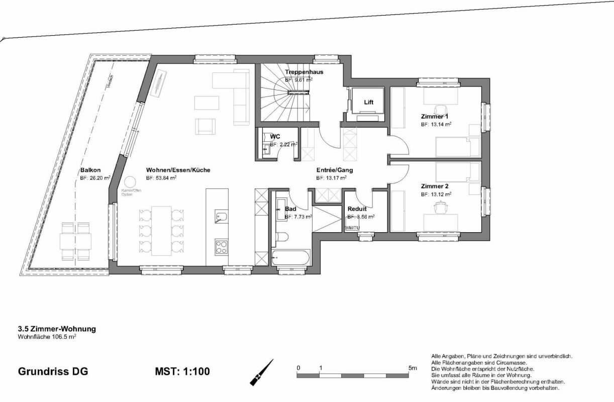 3.5 Zimmer-Wohnung mit grosser Terrasse und Carport