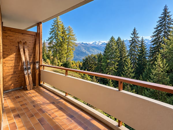 RARE 2.5 PIÈCES SKI-IN / SKI-OUT VIOLETTES AVEC VUE ALPINE PANORAMIQUE ? CRANS- MONTANA 2