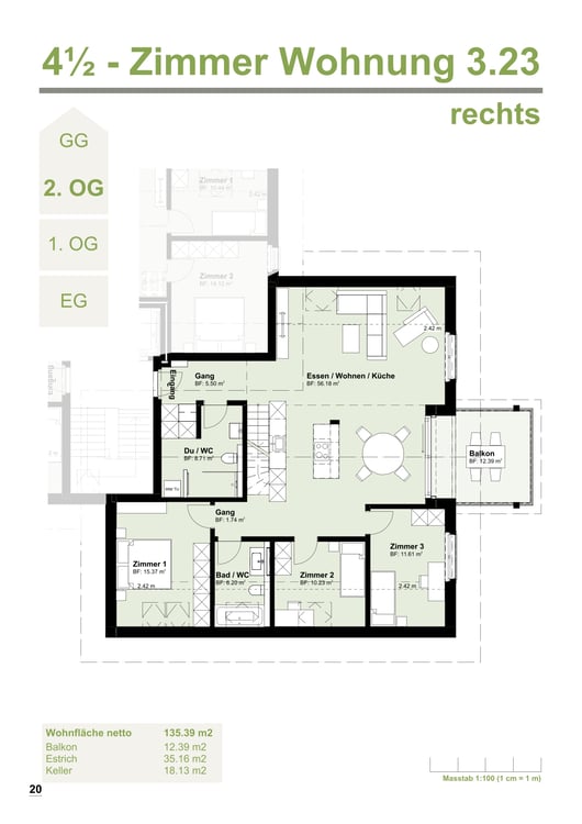 Moderne 4.5-Zimmer-Wohnung mit Balkon  in Bleienbach 2