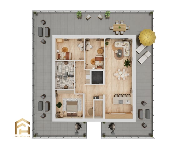Attraktiv gelegene Attika 4.5 Zimmerwohnung in Ried-Brig 2