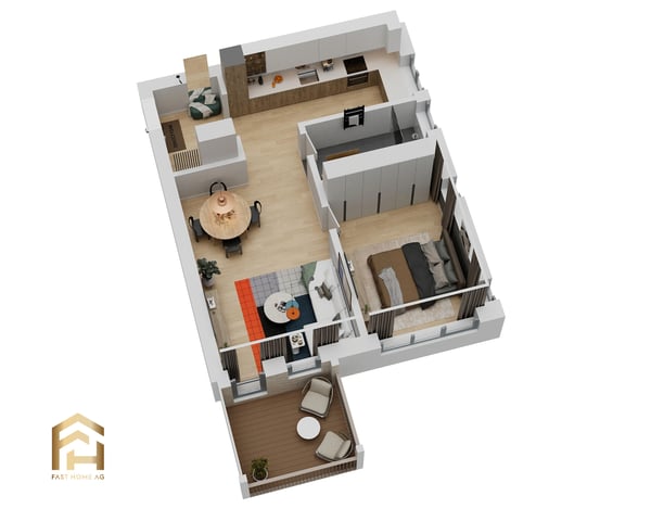 2.5-Zimmerwohnung mit Morgensonnen-Balkon im Obergeschoss 11