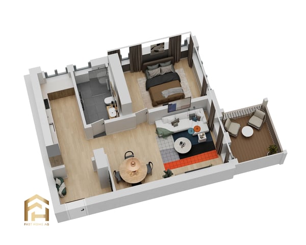 2.5-Zimmerwohnung mit Morgensonnen-Balkon im Obergeschoss 10