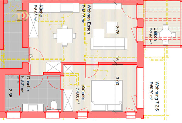 Helle 2.5-Zimmer-Dachwohnung in Ulrichen 7