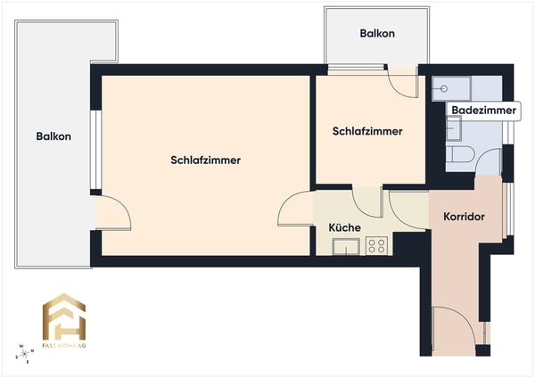 Attraktive 2.5-Zimmer-Wohnung mit 2 Balkonen und toller Aussicht 11