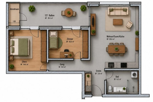 Attraktive 3½-Zimmer-Wohnung im Erdgeschoss 7