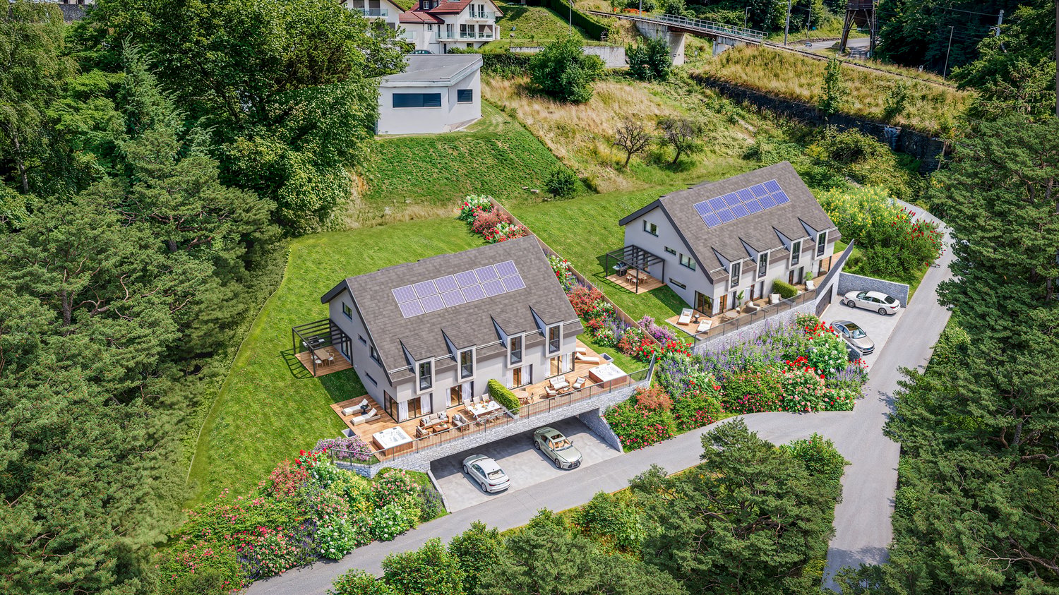 2 story house, large garden, swimming pool, solar panels, terrace, garage