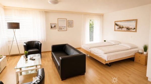 Möbliert wohnen im Herzen von Biel – 40 m², Balkon, Klima & Sauna 4