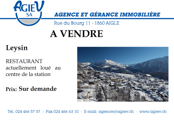 RESTAURANT actuellement loué au centre de Leysin 20