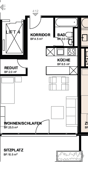Charmante 1 Zimmer-Parterrewohnung mit Gartensitzplatz 17