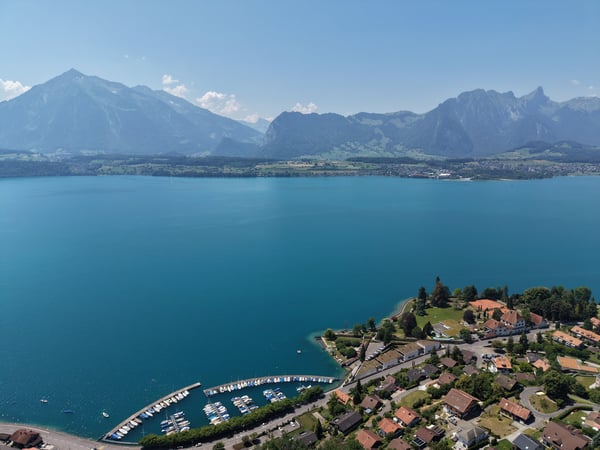 Traumaussicht auf den Thunersee: Grosszügige 2.5-Zimmer-Erdgeschosswohnung in Oberhofen 1