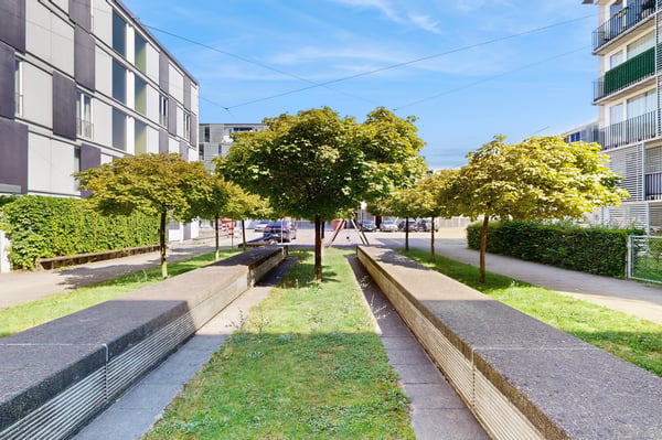 Moderne 2.5-Zimmer-Wohnung mit Mietgarten und Holzterrasse in Zürich-Schwamen 1