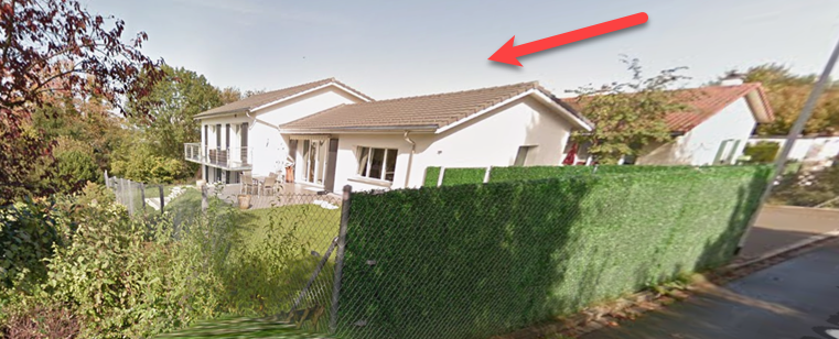 2 story house, brown roof, white walls, balcony, garden, fence