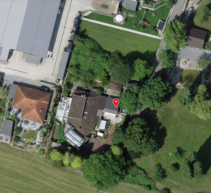 House with a swimming pool, balcony, and a large garden