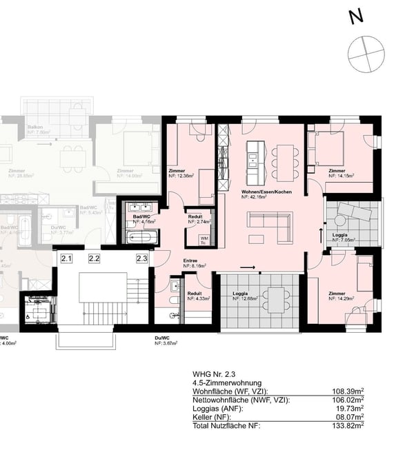 Lichtdurchflutete 4.5 Zimmerwohnung mit zwei Reduits und zwei Loggien 11