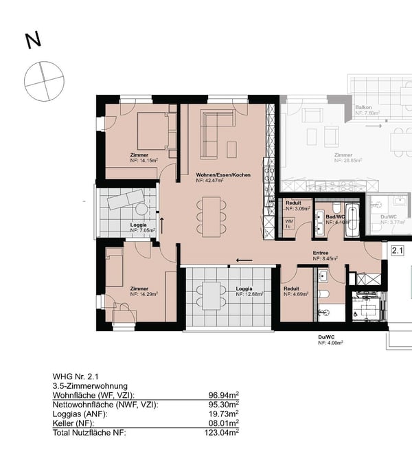 Hochwertige 3.5 Zimmerwohnung mit zwei Badezimmer und zwei Loggien 10