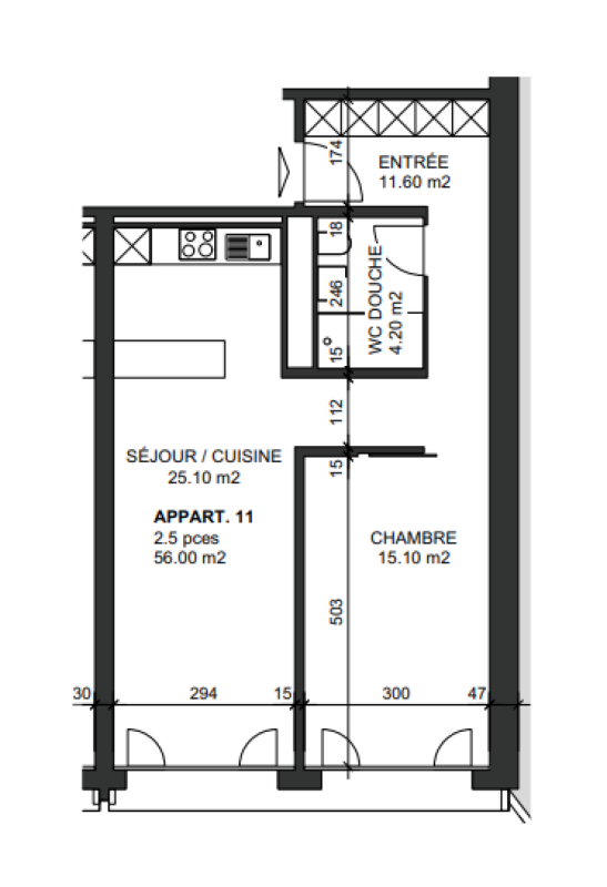 Appartement de 2.5 pièces entièrement neuf