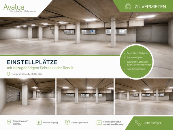 Einstellplätze mit dazugehörigem Schrank oder Reduit in Glis 1