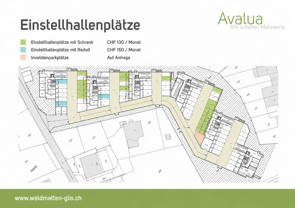 Einstellplätze mit dazugehörigem Schrank oder Reduit in Glis 2