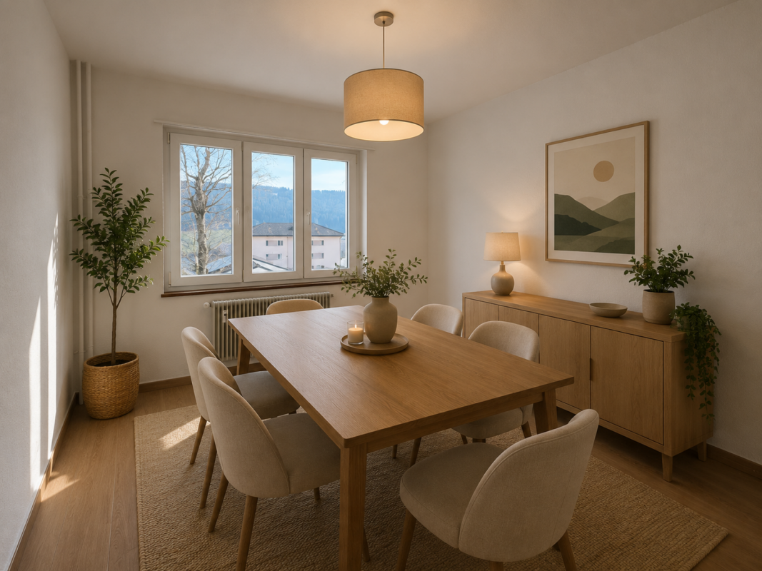 Tramelan, bel appartement de 4.5 pièces au rez avec balcon