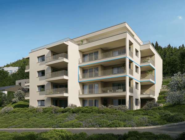 Grosszügige 2.5-Zimmer-Neubauwohnung in Stadtnähe mit zwei Balkonen in naturnahem Quartier 1