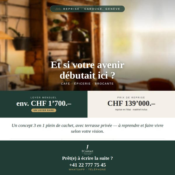 Charmant café-bar à louer à Carouge GE 3
