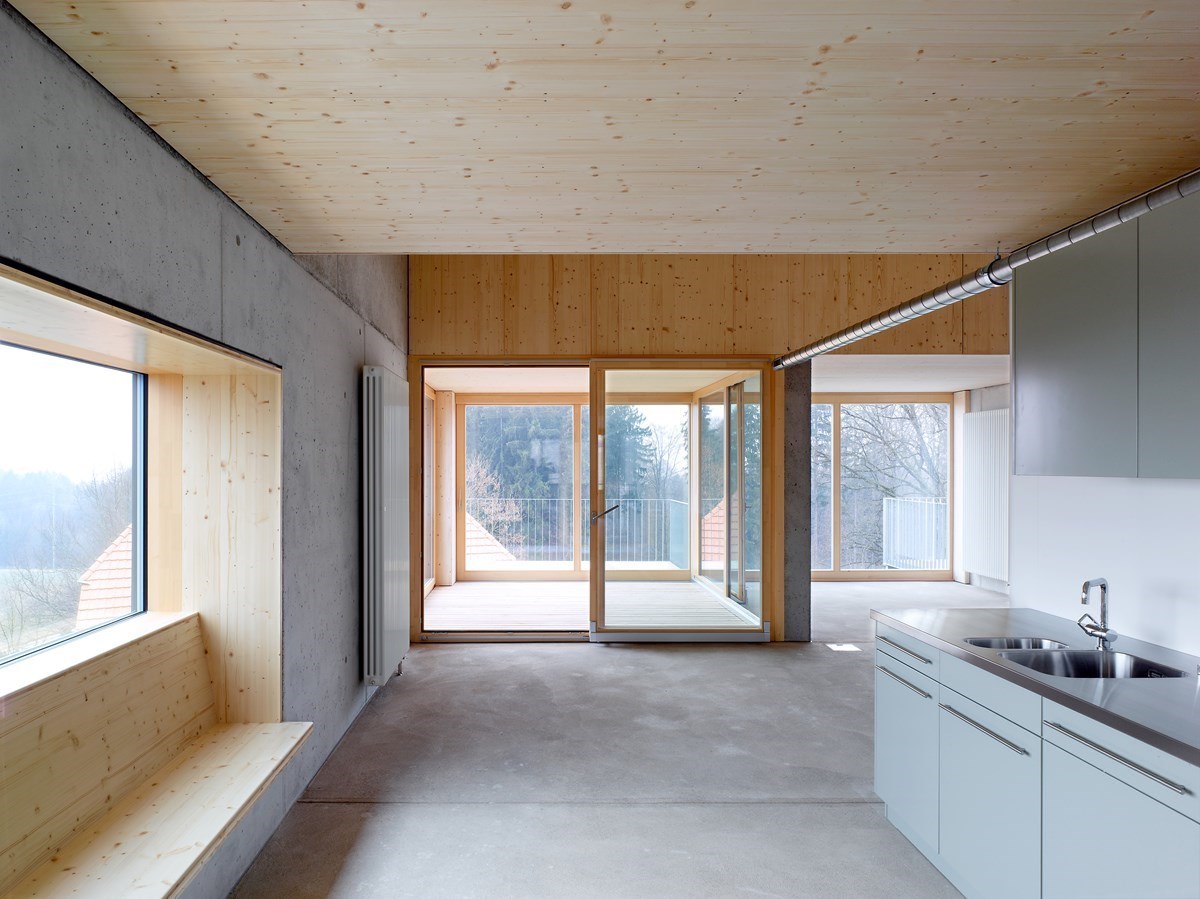 modern Innere Design, Küche und hell, geräumig Zimmer mit ein