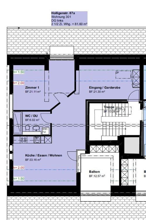 ERSTVERMIETUNG exlusive 2½-Zimmer-Dach-WHG im Holligen-Quartier 4