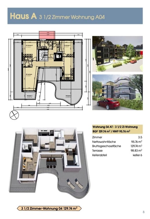 3.5 Zimmer - Wohnung  Attika 4