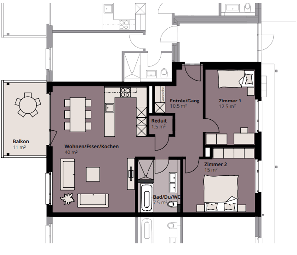 Moderne 3.5-Zimmerwohnung im familienfreundlichen Quartier