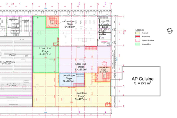 Sion, à louer 2 locaux de stockage au rez et au 1er de 297 m2 chacun, bâtiment industriel rénové 5