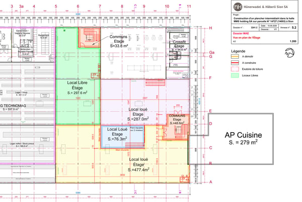 Sion, à louer 2 locaux de stockage au rez et au 1er de 297 m2 chacune, bâtiment industriel rénové 8