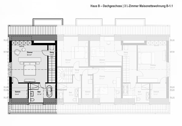 Traumwohnung für Singles & Paare : 1.5-Zimmer-Maisonette-Wohnung mit Wintergarten. B-1.1 7