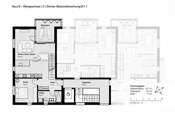 Traumwohnung für Singles & Paare : 1.5-Zimmer-Maisonette-Wohnung mit Wintergarten. B-1.1 8