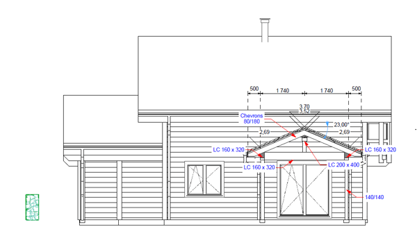 Maison moderne en madrier thermo-chauffé, avec garage, terrasse et jardin 8