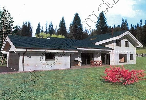 Grande maison moderne en madrier massif avec panneaux solaires, pour fin 2021 3