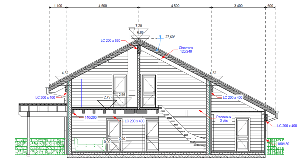 Maison moderne en madrier thermo-chauffé, avec garage, terrasse et jardin 7