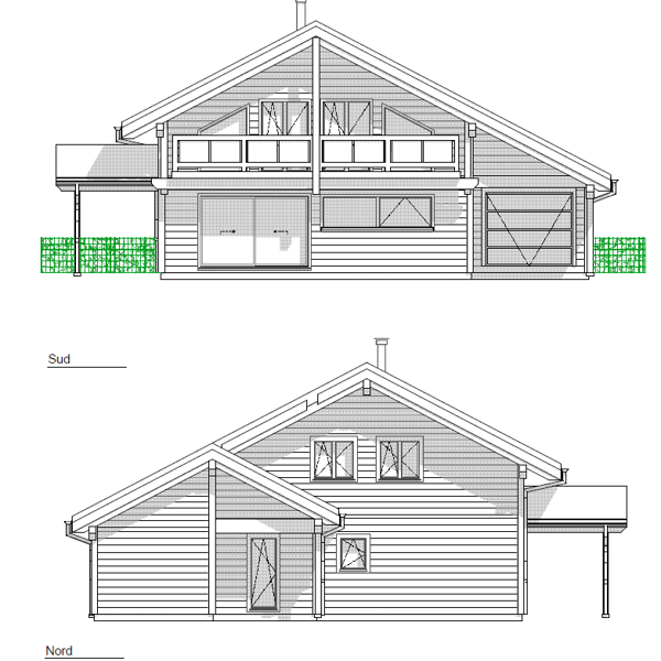 Maison moderne en madrier thermo-chauffé, avec garage, terrasse et jardin 10