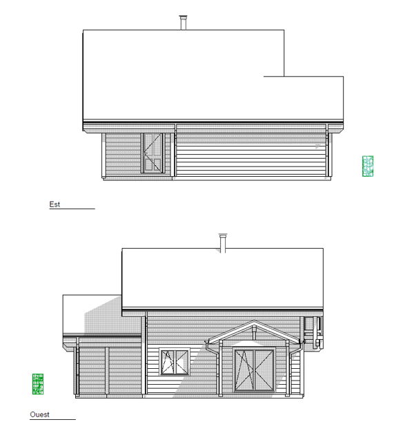 Maison moderne en madrier thermo-chauffé, avec garage, terrasse et jardin 11