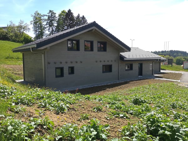 Grande maison moderne en madrier massif avec panneaux solaires, libre de suite 13