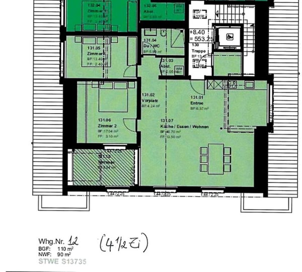 4.5-Zimmer Neubauwohnung im Dachgeschoss WHG12 13